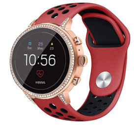 Strap-it® Fossil Gen 5e 42mm sport bandje rood/zwart