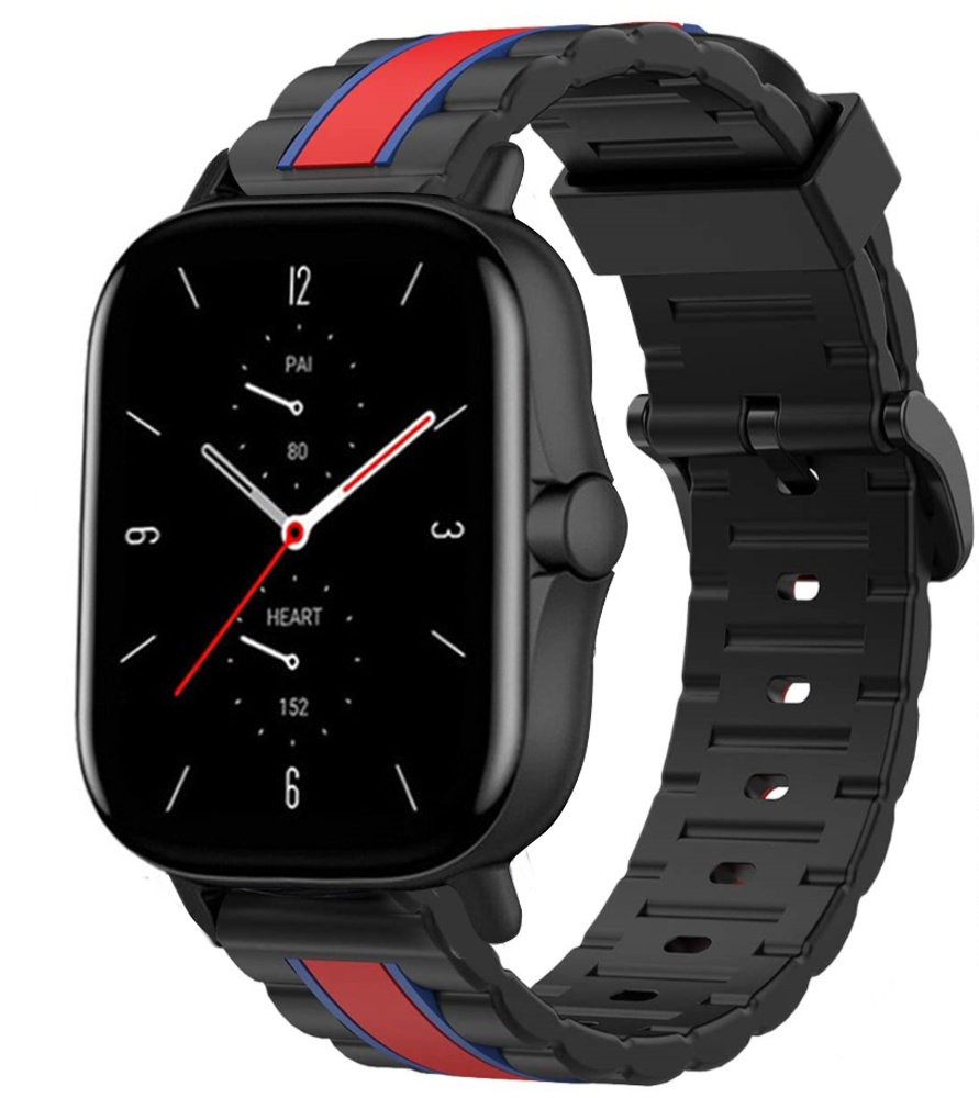 Strap-it® Strap-it Xiaomi Amazfit GTS 2 Special Edition Band (zwart/rood)