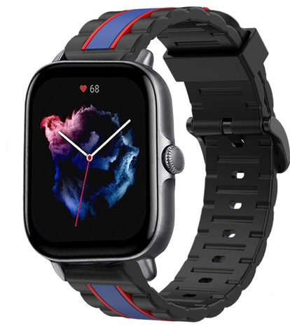 Strap-it® Strap-it Xiaomi Amazfit GTS 3 Special Edition Band (zwart/blauw) Strap-it® Strap-it Xiaomi Amazfit GTS 3 Special Edition Band (zwart/blauw)