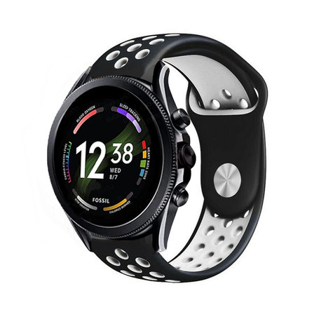 Strap-it® Strap-it Fossil Gen 6 44mm sport band (zwart/wit) Strap-it® Strap-it Fossil Gen 6 44mm sport band (zwart/wit)