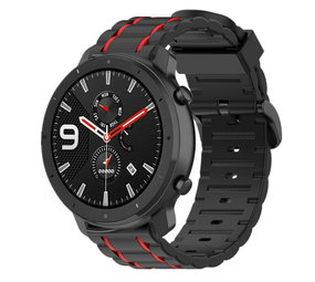Strap-it® Xiaomi Amazfit GTR sport gesp band (zwart/rood) Strap-it® Xiaomi Amazfit GTR sport gesp band (zwart/rood)