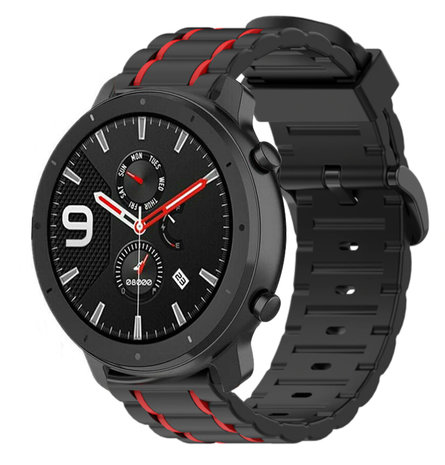 Strap-it® Strap-it Xiaomi Amazfit GTR sport gesp band (zwart/rood) Strap-it® Strap-it Xiaomi Amazfit GTR sport gesp band (zwart/rood)