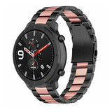 Strap-it® Xiaomi Amazfit GTR stalen band (zwart/roze)