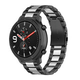 Strap-it® Xiaomi Amazfit GTR stalen band (zwart/zilver) Strap-it® Xiaomi Amazfit GTR stalen band (zwart/zilver)
