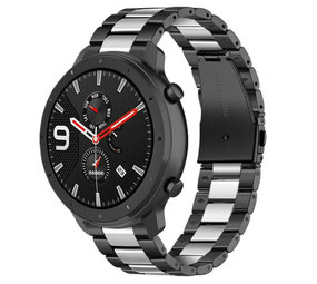 Strap-it® Xiaomi Amazfit GTR stalen band (zwart/zilver)