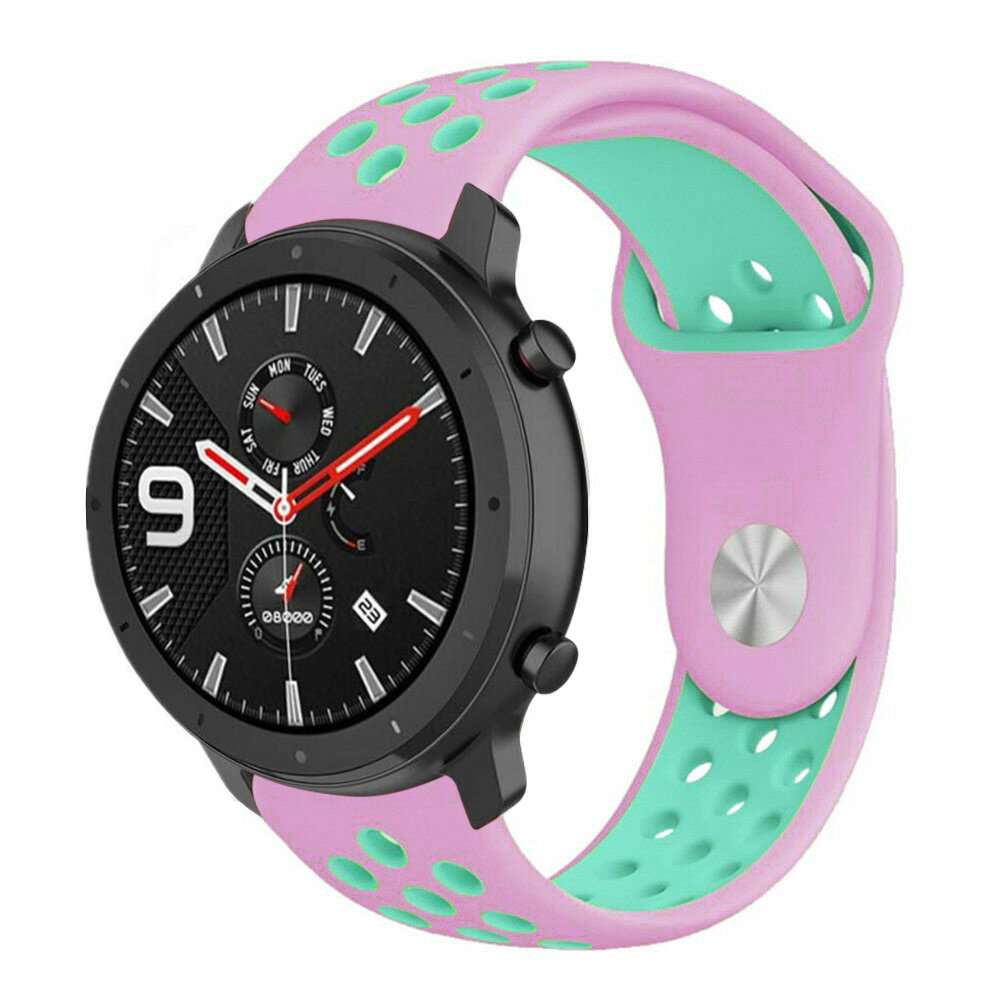 Strap-it® Strap-it Xiaomi Amazfit GTR sport band (roze/aqua) Strap-it® Strap-it Xiaomi Amazfit GTR sport band (roze/aqua)