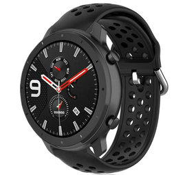 Strap-it® Xiaomi Amazfit GTR siliconen bandje met gaatjes (zwart)