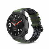 Strap-it® Xiaomi Amazfit GTR siliconen / leren bandje (zwart/groen)
