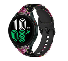 Strap-it® Samsung Galaxy Watch 4 44mm Pink Flower Siliconen bandje