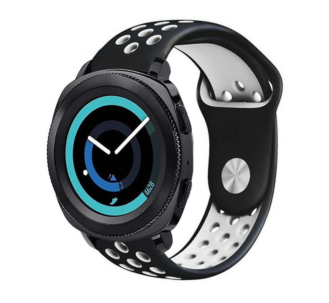 Strap-it® Strap-it Samsung Gear Sport sport band (zwart/wit) Strap-it® Strap-it Samsung Gear Sport sport band (zwart/wit)
