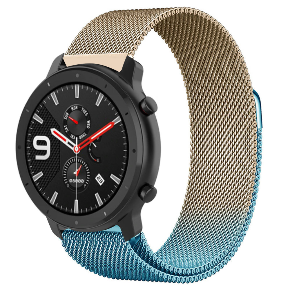 Strap-it® Strap-it Xiaomi Amazfit GTR Milanese band (blauw/goud)