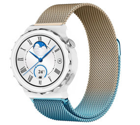 Strap-it® Huawei Watch GT 3 Pro 43mm Milanese band (blauw/goud) Strap-it® Huawei Watch GT 3 Pro 43mm Milanese band (blauw/goud)