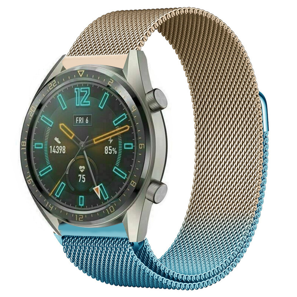 Strap-it® Strap-it Huawei Watch GT 2 Milanese band (blauw/goud) Strap-it® Strap-it Huawei Watch GT 2 Milanese band (blauw/goud)