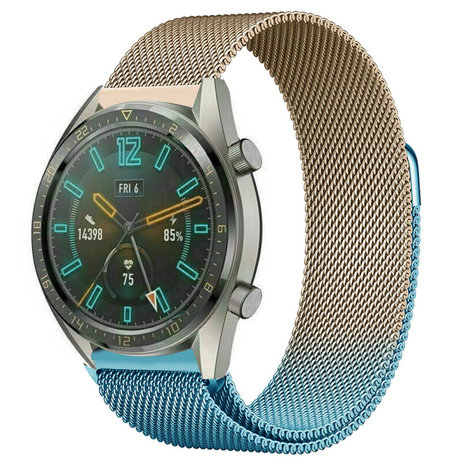 Strap-it® Strap-it Huawei Watch GT 2 Milanese band (blauw/goud) Strap-it® Strap-it Huawei Watch GT 2 Milanese band (blauw/goud)