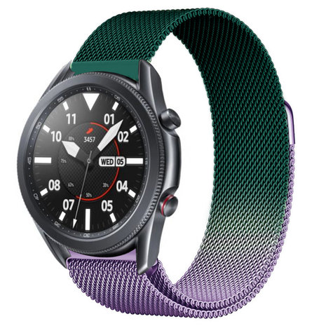 Strap-it® Strap-it Samsung Galaxy Watch 3 Milanese band 45mm (paars/groen)