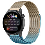 Strap-it® Huawei Watch 3 (Pro) Milanese band (blauw/goud) Strap-it® Huawei Watch 3 (Pro) Milanese band (blauw/goud)