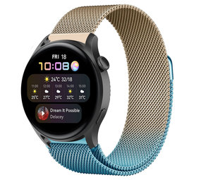 Strap-it® Huawei Watch 3 (Pro) Milanese band (blauw/goud) Strap-it® Huawei Watch 3 (Pro) Milanese band (blauw/goud)