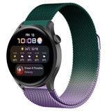Strap-it® Huawei Watch 3 (Pro) Milanese band (paars/groen) Strap-it® Huawei Watch 3 (Pro) Milanese band (paars/groen)