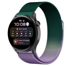 Strap-it® Huawei Watch 3 (Pro) Milanese band (paars/groen) Strap-it® Huawei Watch 3 (Pro) Milanese band (paars/groen)