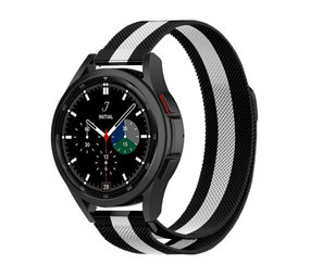 Strap-it® Samsung Galaxy Watch 4 Classic 46mm Milanese band (zwart/wit)