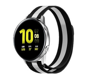 Strap-it® Samsung Galaxy Watch Active Milanese band (zwart/wit) Strap-it® Samsung Galaxy Watch Active Milanese band (zwart/wit)