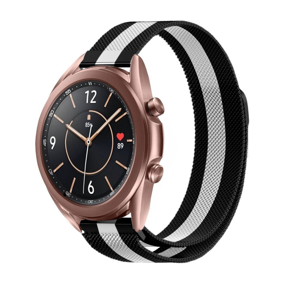 Strap-it® Strap-it Samsung Galaxy Watch 3 Milanese band 41mm (zwart/wit) Strap-it® Strap-it Samsung Galaxy Watch 3 Milanese band 41mm (zwart/wit)