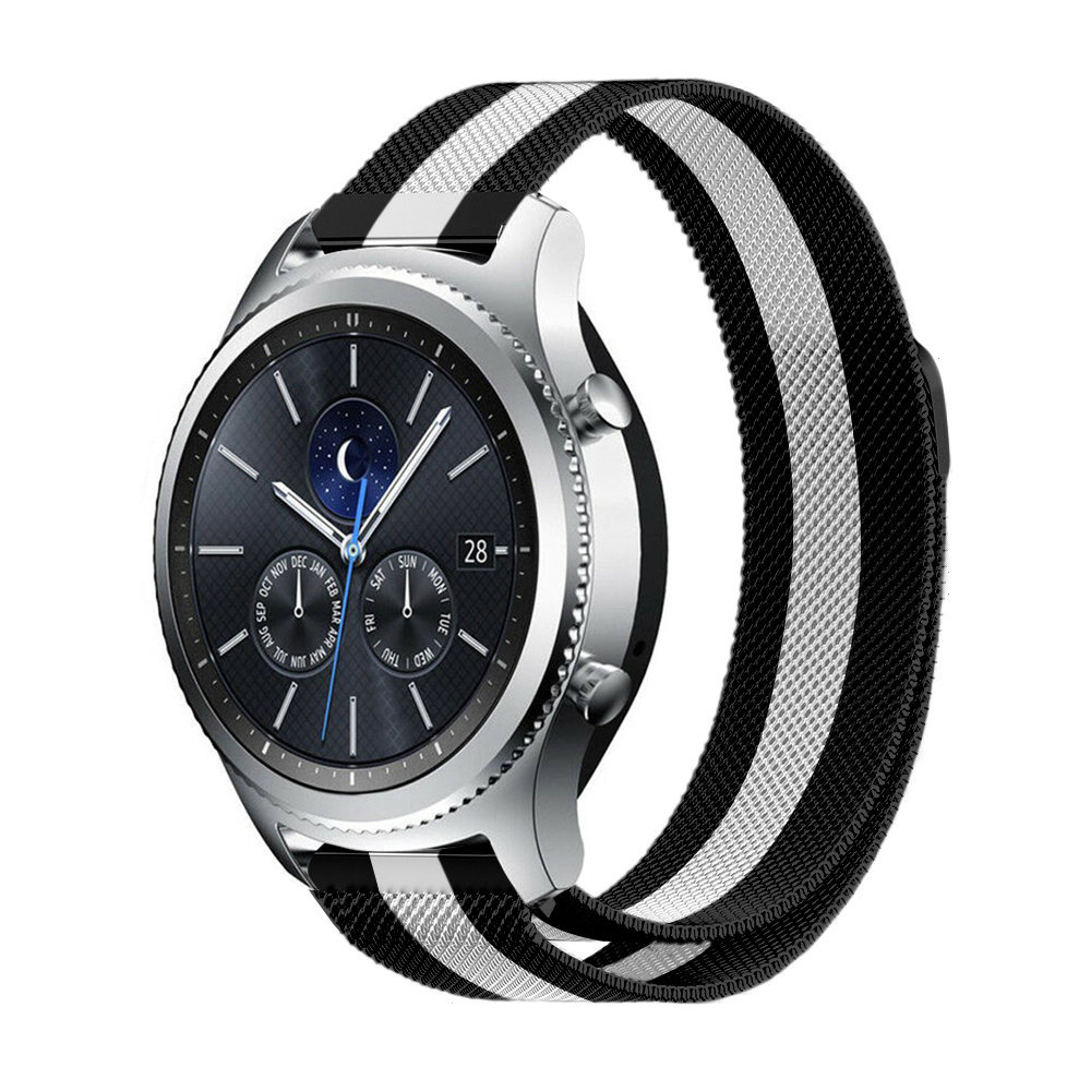 Strap-it® Strap-it Samsung Gear S3 Milanese band (zwart/wit)