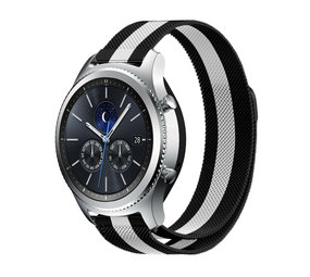 Strap-it® Samsung Gear S3 Milanese band (zwart/wit)