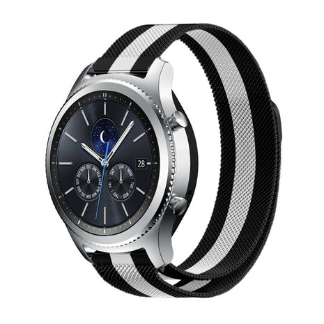 Strap-it® Strap-it Samsung Gear S3 Milanese band (zwart/wit)