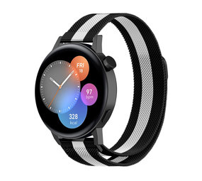 Strap-it® Huawei Watch GT 3 42mm Milanese band (zwart/wit)