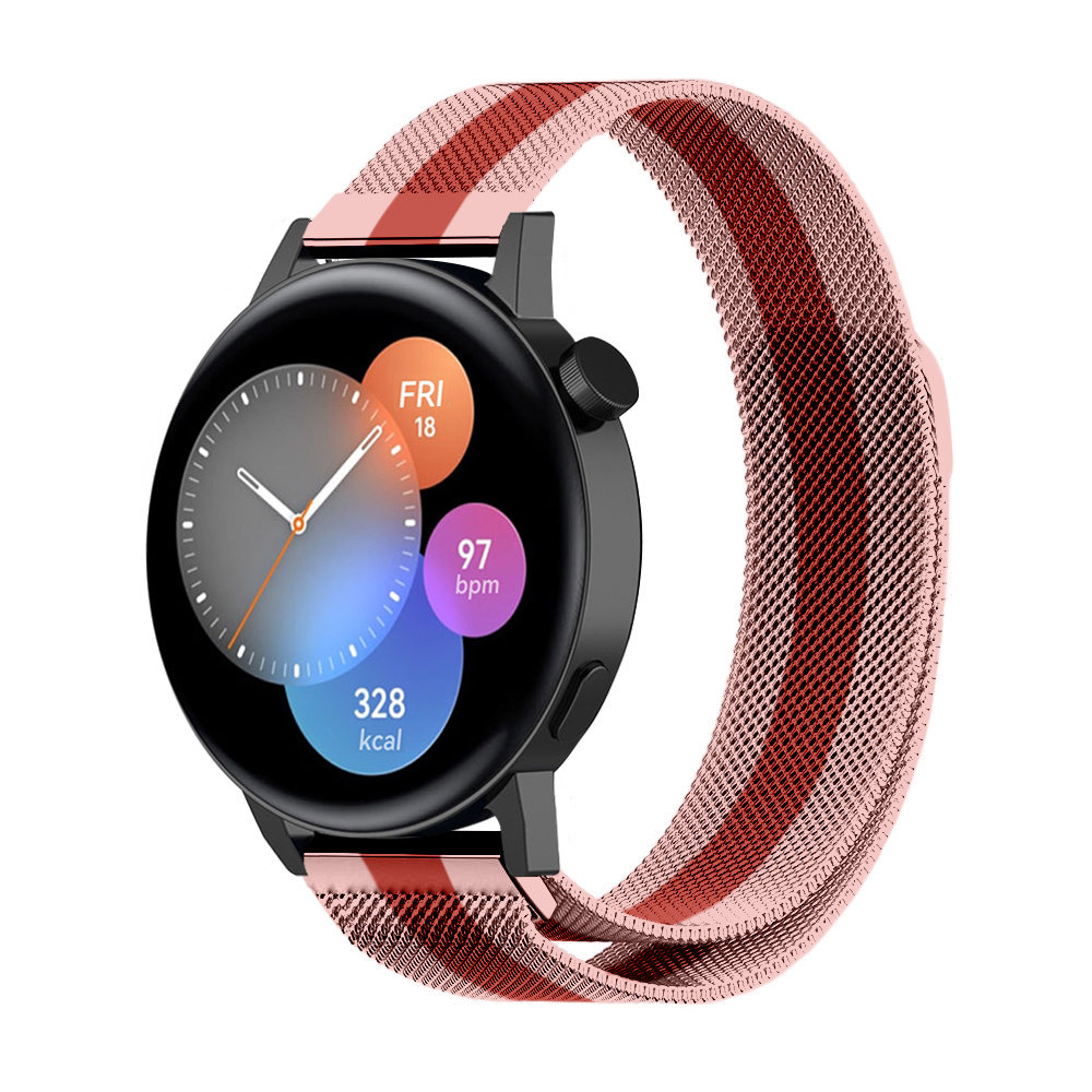 Strap-it® Strap-it Huawei Watch GT 3 42mm Milanese band (rood/roze)