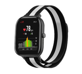 Strap-it® Xiaomi Amazfit GTS Milanese band (zwart/wit)
