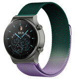 Strap-it® Huawei Watch GT 2 Pro Milanese band (paars/groen)