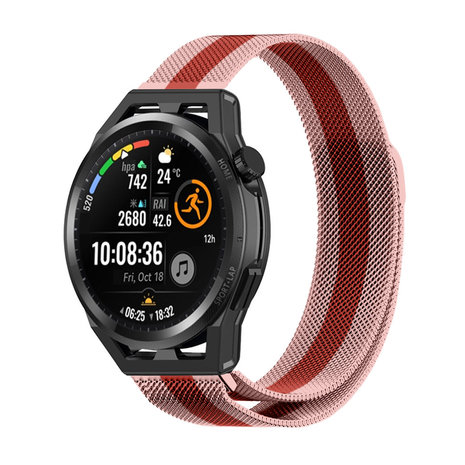 Strap-it® Strap-it Huawei Watch GT Runner Milanese band (rood/roze) Strap-it® Strap-it Huawei Watch GT Runner Milanese band (rood/roze)
