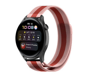 Strap-it® Huawei Watch 3 (Pro) Milanese band (rood/roze) Strap-it® Huawei Watch 3 (Pro) Milanese band (rood/roze)