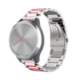 Strap-it® Garmin Vivomove 3s stalen band - 39mm  - zilver/roze