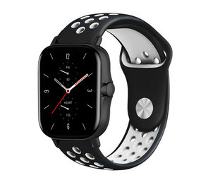 Strap-it® Amazfit GTS 2 sport band (zwart/wit) Strap-it® Amazfit GTS 2 sport band (zwart/wit)
