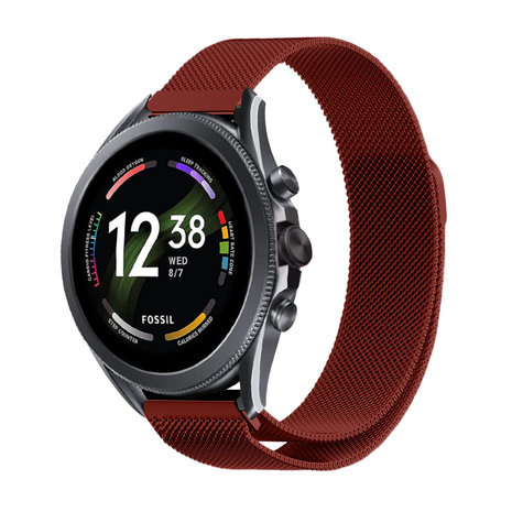 Strap-it® Strap-it Fossil Gen 6 - 44mm Milanese band (rood)