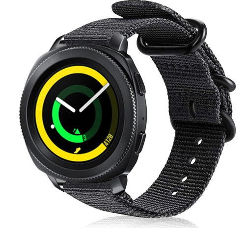 Strap-it® Strap-it Samsung Gear Sport nylon gesp band (zwart)