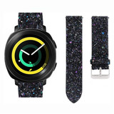 Strap-it® Samsung Gear Sport leren glitter bandje (zwart)
