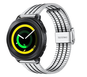 Strap-it® Samsung Gear Sport roestvrij stalen band (zilver/zwart)