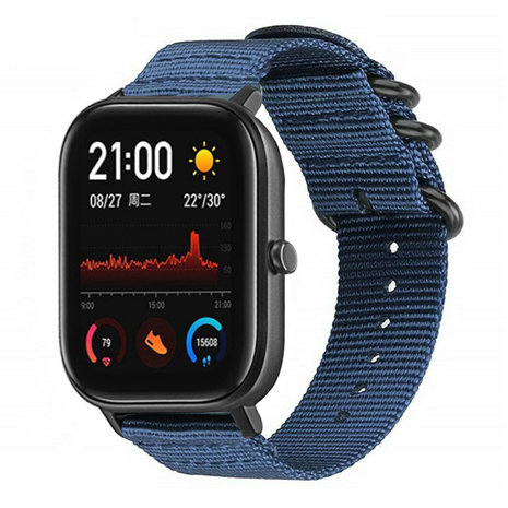 Strap-it® Strap-it Xiaomi Amazfit GTS nylon gesp band (blauw) Strap-it® Strap-it Xiaomi Amazfit GTS nylon gesp band (blauw)