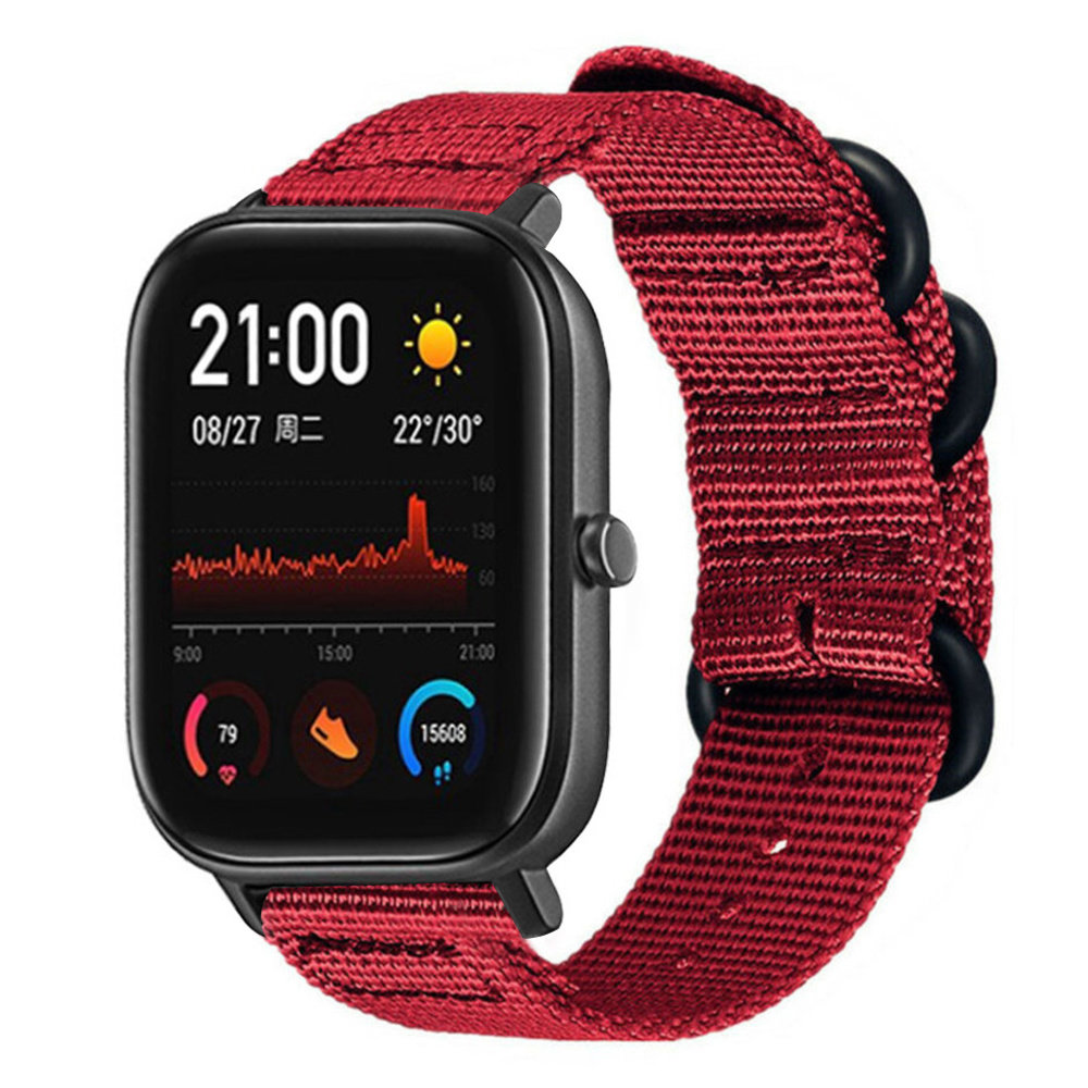 Strap-it® Strap-it Xiaomi Amazfit GTS nylon gesp band (rood)