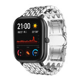 Strap-it® Xiaomi Amazfit GTS stalen draak band (zilver)