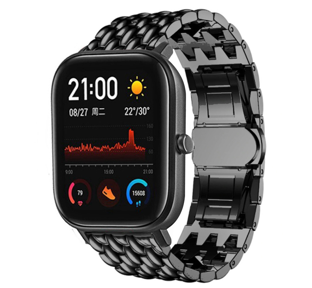 Strap-it® Strap-it Xiaomi Amazfit GTS stalen draak band (zwart)