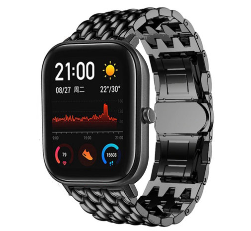Strap-it® Strap-it Xiaomi Amazfit GTS stalen draak band (zwart)