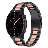 Strap-it® Amazfit GTR 2 stalen band (zwart/roze)