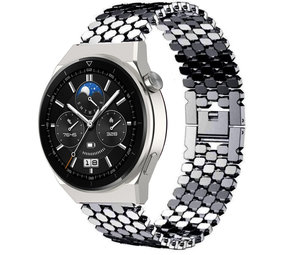 Strap-it® Huawei Watch GT 3 Pro 46mm stalen vis band (zwart)