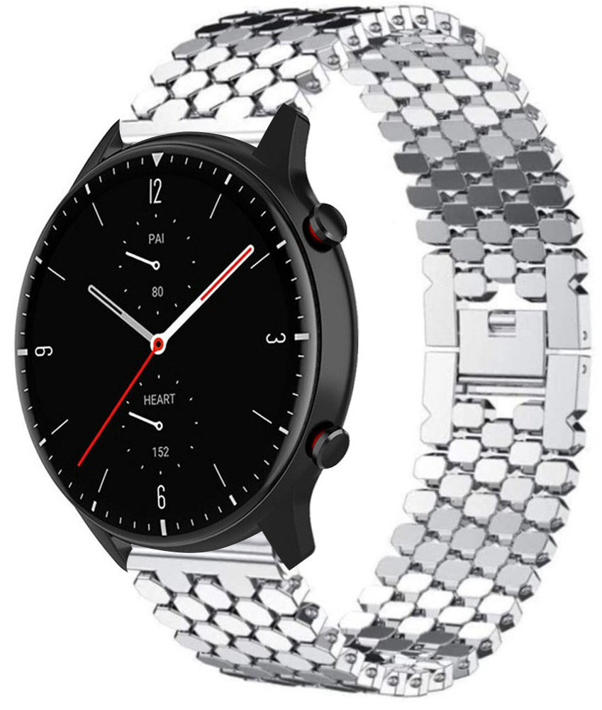 Strap-it® Strap-it Amazfit GTR 2 stalen vis band (zilver)