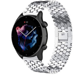 Strap-it® Amazfit GTR 3 (Pro) stalen vis band (zilver)